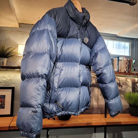 Vintage 00s North Face Nuptse 700 Goose Down Puffer Jacket Men Blue Men L - Picture 2 of 11